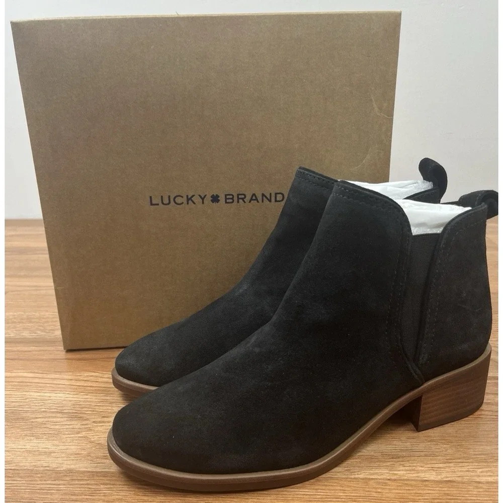 Lucky Brand Women's Pogan Back Suede Ankle Booties Boots Size 10 NEW